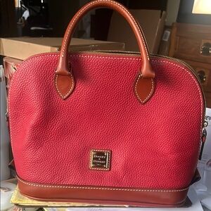 Dooney & Bourke Red Pebble Grain Leather Satchel EUC